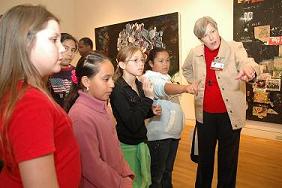 school kids in a museum